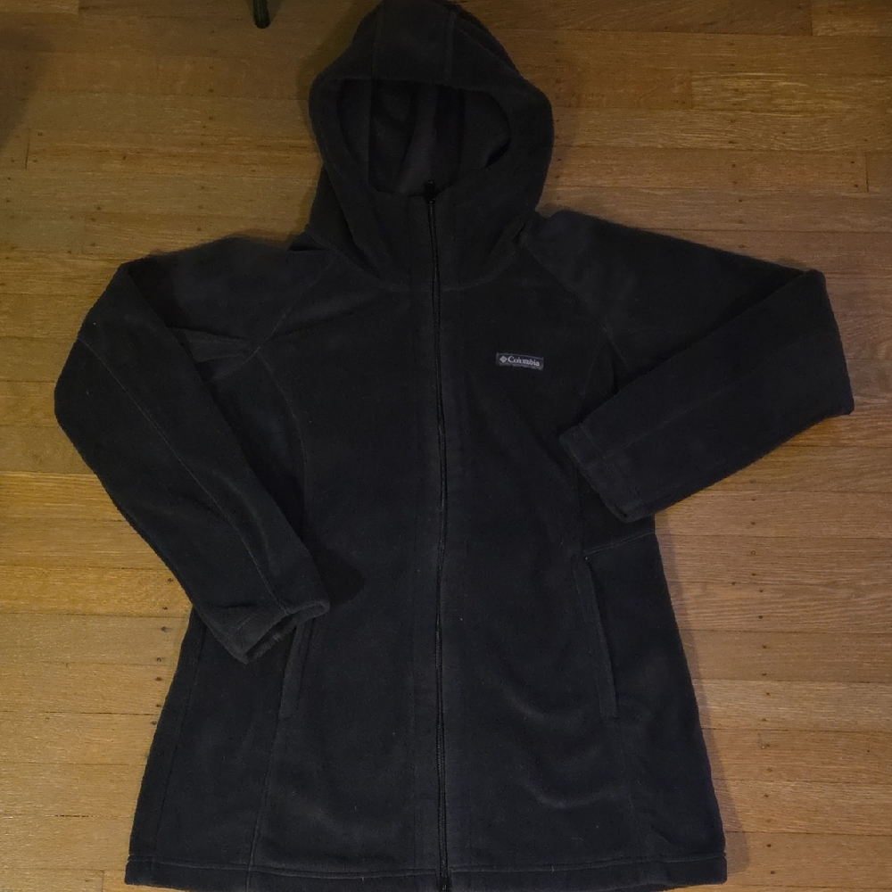 Columbia Womens Benton Springs II Long Black Fleece Jacket/ 2 Way Zipper
